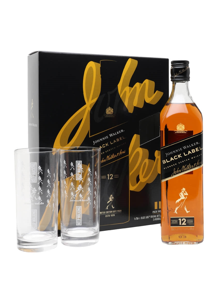 Johnnie Walker Black Label con Vasos (700 ml, 40%)